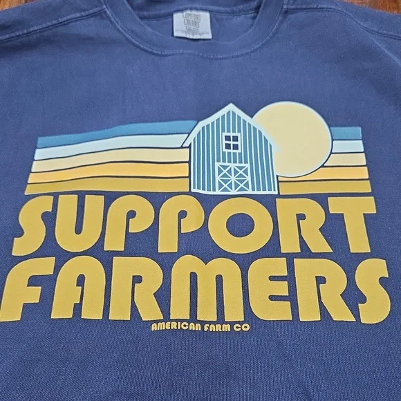 Comfort Colors Blue Support Farmers Crewneck Sweater - Picture 2 of 6